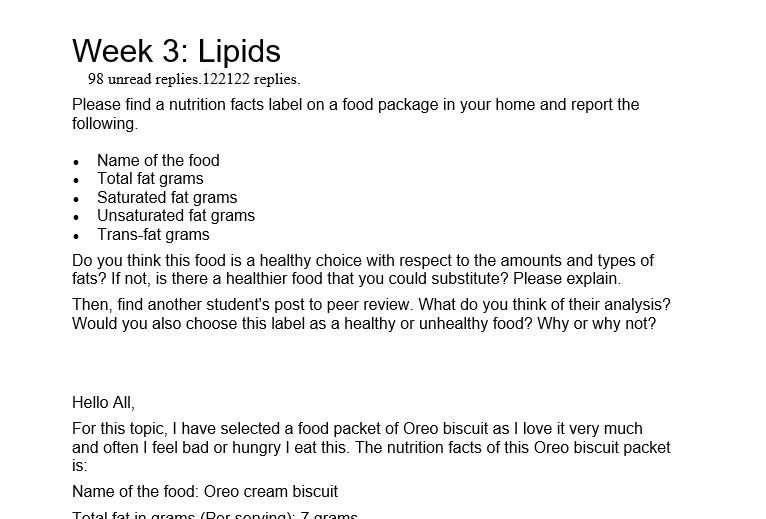 Week 3: Lipids